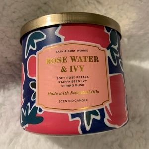 Bath & Body Works 3-wick candle Rose Water and Ivy. NWT